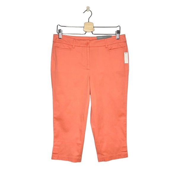 NWT Talbots Peach Coral Perfect Skimmer Cropped Slim Leg Pants - Picture 1 of 11